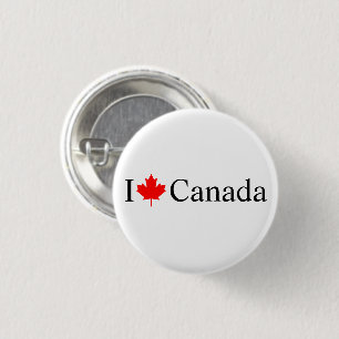 I Love Canada typography with red maple leaf 3 Cm Round Badge