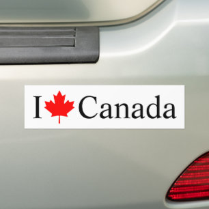 I Love Canada typography with red maple leaf Bumper Sticker