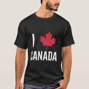 I Love Canada With Red Maple Leaf Heart Tee Shirt