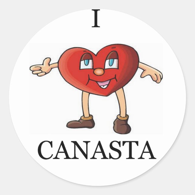 i love canasta classic round sticker (Front)