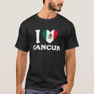 I Love Cancun Heart Mexico Flag T-Shirt