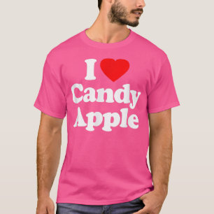 I Love Candy Apple Heart Funny T-Shirt