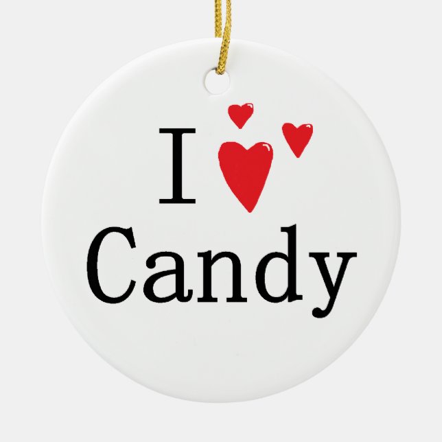 I Love Candy Ceramic Tree Decoration (Front)