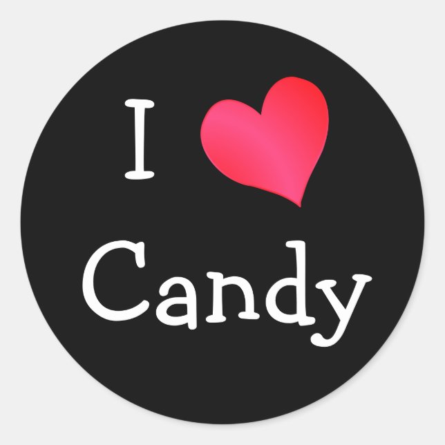 I Love Candy Classic Round Sticker (Front)