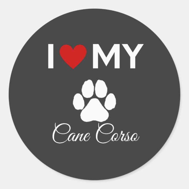  I love Cane Corso custom name Classic Round Sticker (Front)