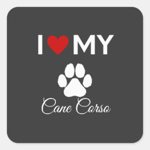 I love Cane Corso custom name Square Sticker