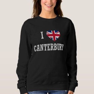 I Love Canterbury England Union Jack Flag Heart En Sweatshirt