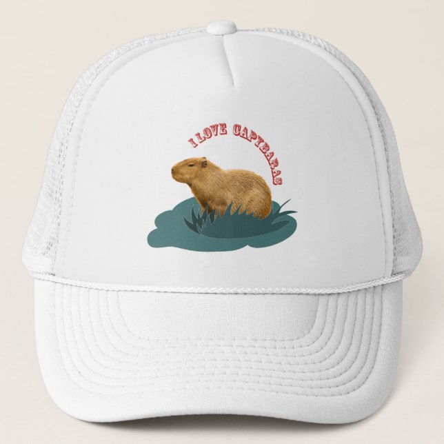 I Love Capybaras Cute Capybara Lover Trucker Hat (Front)
