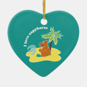 I Love Capybaras Tropical Beach Art Ceramic Tree Decoration