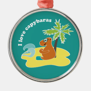 I Love Capybaras Tropical Beach Art Metal Tree Decoration