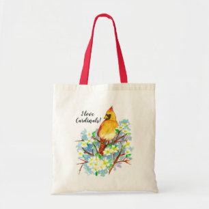 I Love Cardinals Bird Dogwood Tree Flowers  Tote Bag