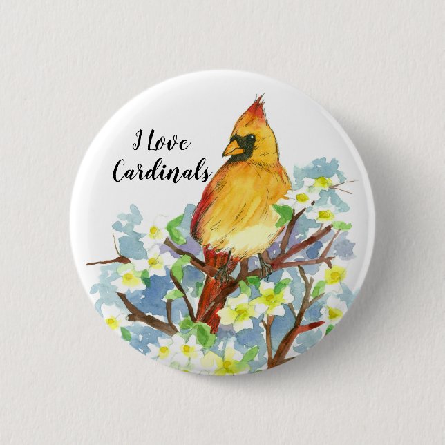 I Love Cardinals State Bird of Virginia 6 Cm Round Badge (Front)