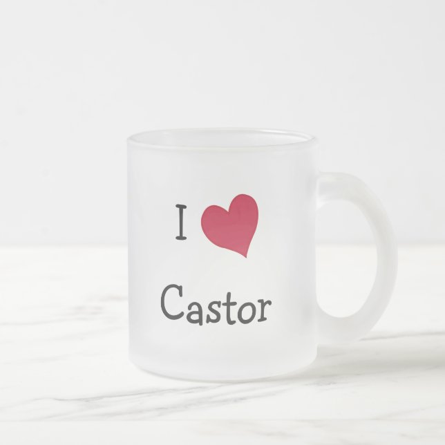 I Love Castor Frosted Glass Coffee Mug (Right)