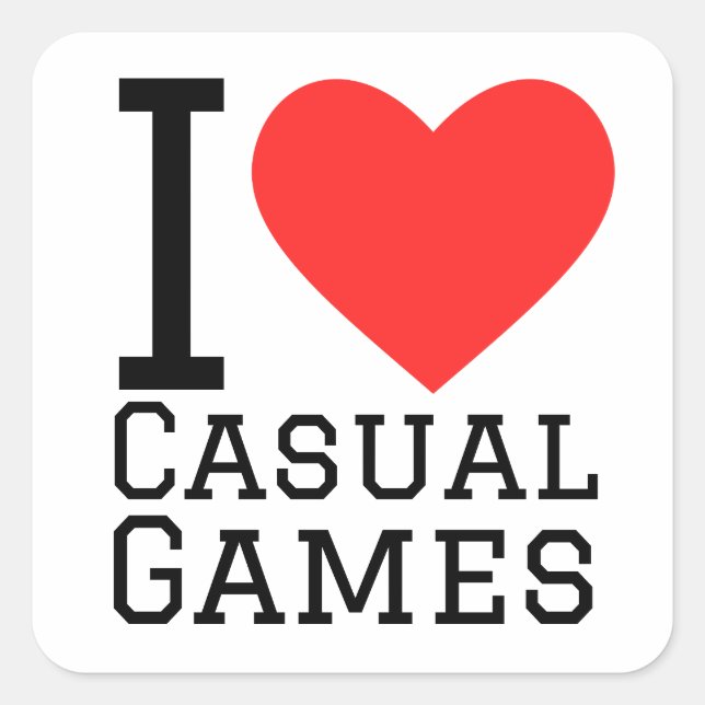 I love casual games  square sticker (Front)