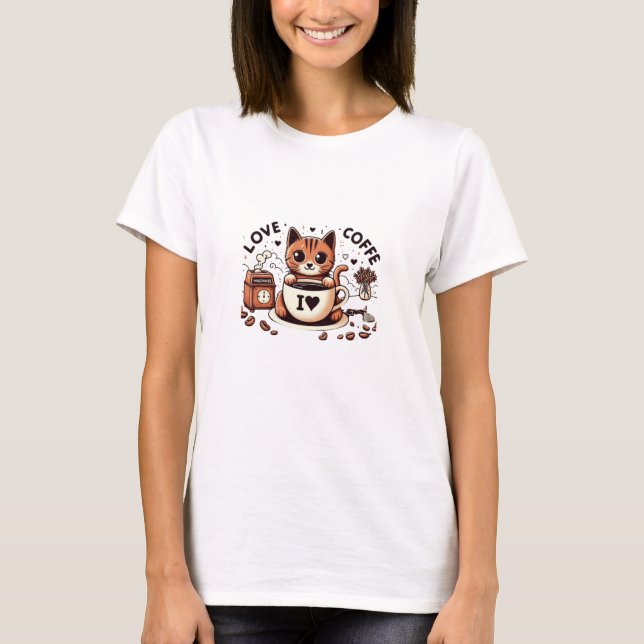 I LOVE Cat And COFFE T-SHIRT  (Front)