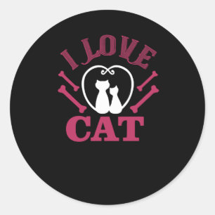 I Love Cat Classic Round Sticker