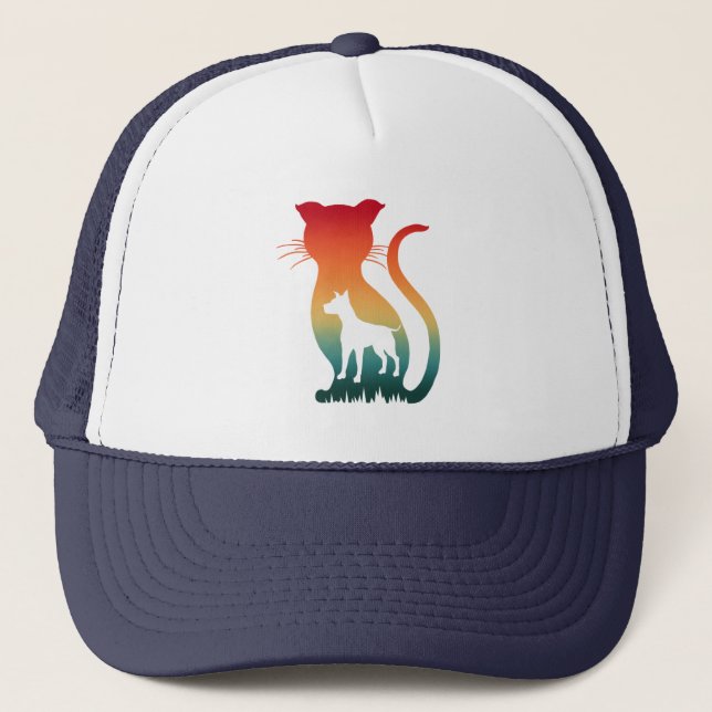 I LOVE CAT DOG ANIMALS LOVER GIFT  TRUCKER HAT (Front)