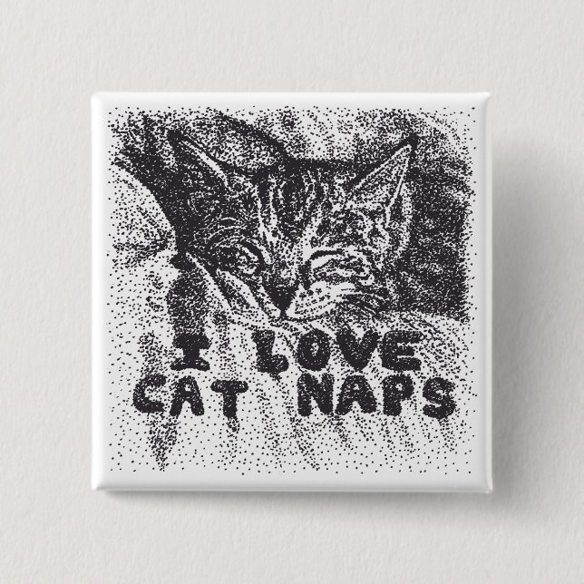 I Love Cat Naps, cat sleeping 15 Cm Square Badge (Front)