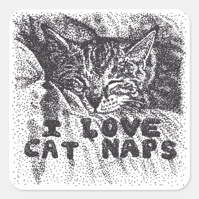 I Love Cat Naps, cat sleeping Square Sticker (Front)