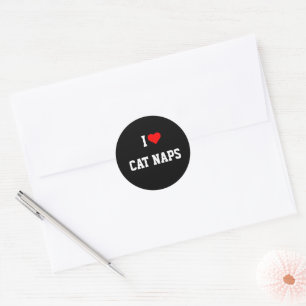 I LOVE CAT NAPS CLASSIC ROUND STICKER