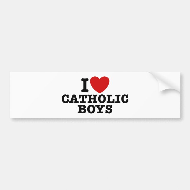 I Love Catholic Boys Bumper Sticker (Front)