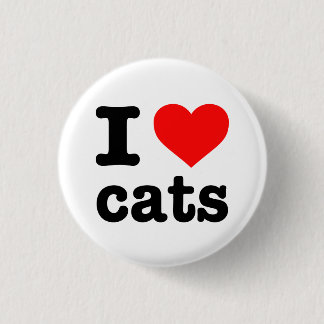 "I LOVE CATS" 3 CM ROUND BADGE