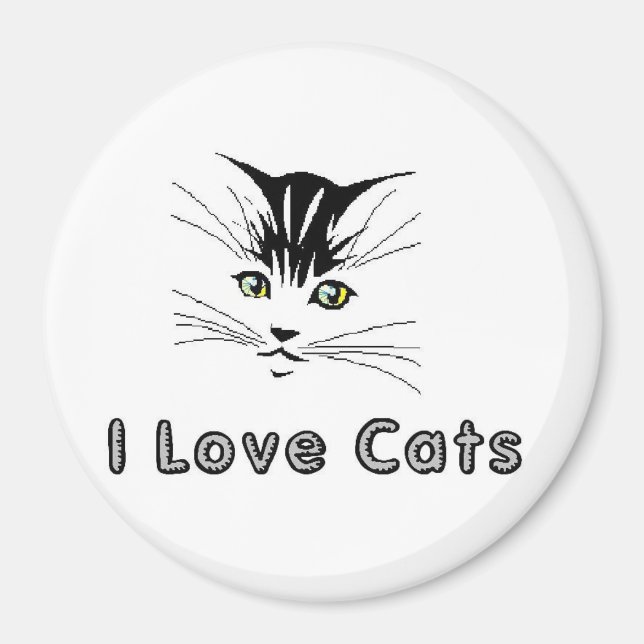 i love cats 5 i love cats 5 kitten with yellow eye magnet (Front)