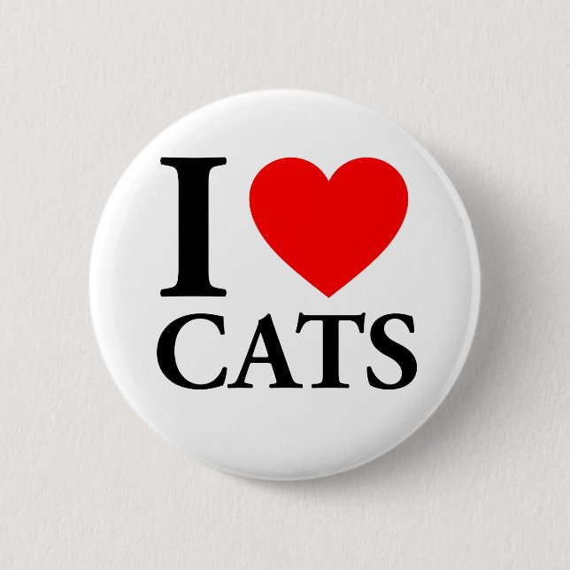 I Love Cats 6 Cm Round Badge (Front)