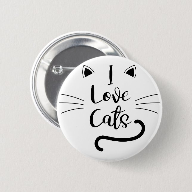 I Love Cats 6 Cm Round Badge (Front & Back)