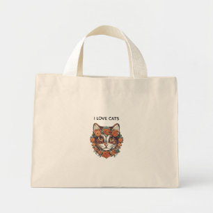 I LOVE CATS AMAZING ART   CATS LOVERS DESIGN  MINI TOTE BAG