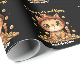 I Love Cats and Bingo Perfect Combo Bingo Love Wrapping Paper