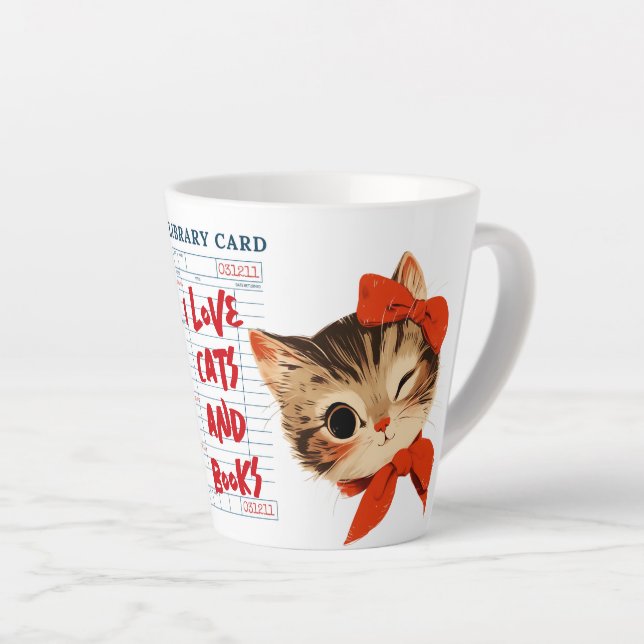 I Love Cats and Books Latte Mug (Right Angle)