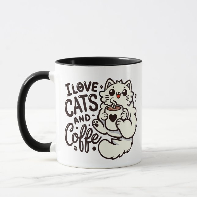 I love Cats and Coffee! Mug (Left)