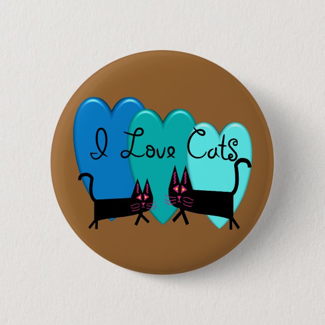 I love cats--Black Cat Art gifts 6 Cm Round Badge (Front)