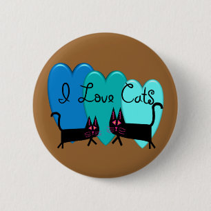 I love cats--Black Cat Art gifts 6 Cm Round Badge