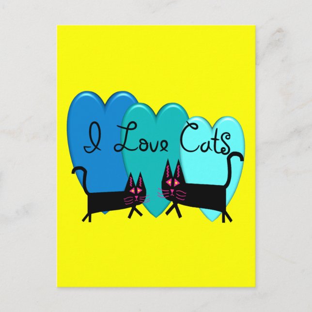 I love cats--Black Cat Art gifts Postcard (Front)
