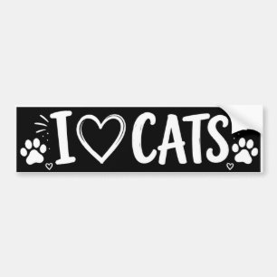 I Love Cats Bumper Sticker Black and White
