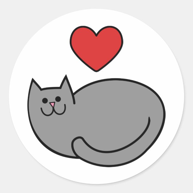 I love cats button classic round sticker (Front)