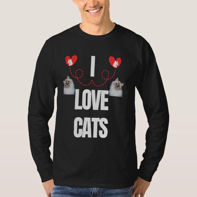 I LOVE CATS CAT LOVERS COLOURFUL PRESENT T-Shirt (Front)