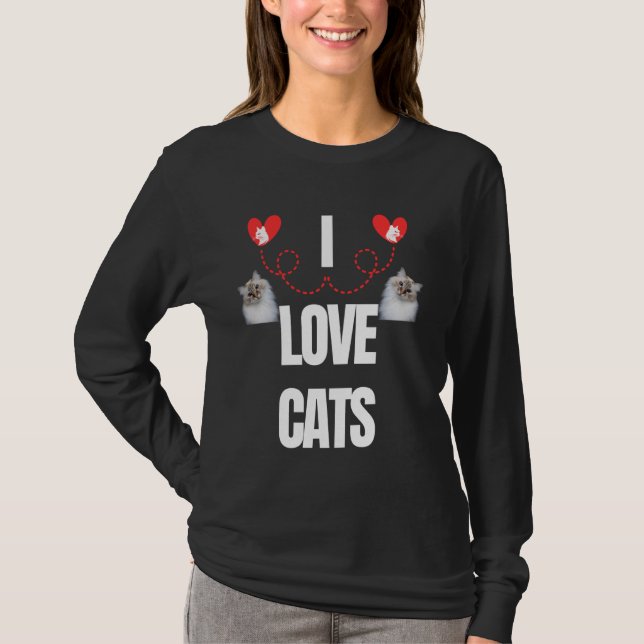 I LOVE CATS CAT LOVERS COLOURFUL PRESENT T-Shirt (Front)