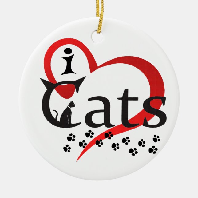 I love cats ceramic tree decoration (Front)