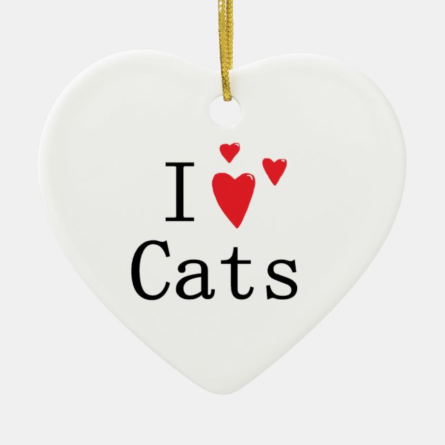 I Love Cats Ceramic Tree Decoration (Front)