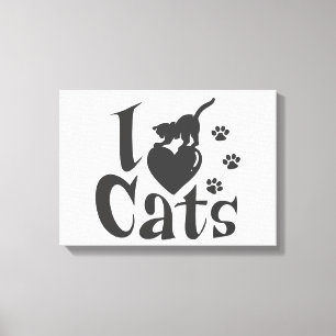 I love cats - Choose background colour Canvas Print