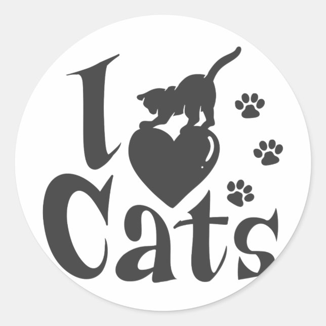 I love cats - Choose background colour Classic Round Sticker (Front)