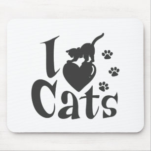 I love cats - Choose background colour Mouse Pad