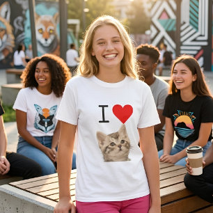 I Love Cats Custom Cat Photo Kids T-Shirt