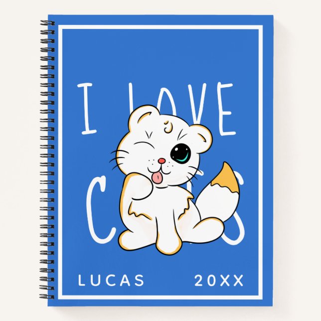 I Love Cats - Cute Name Template Notebook (Front)