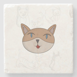 I love cats duvet cover stone coaster