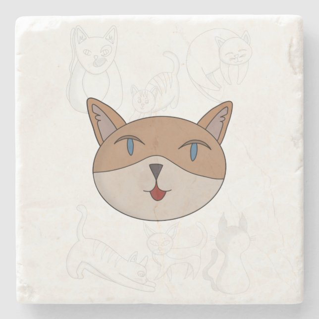 I love cats duvet cover stone coaster (Front)