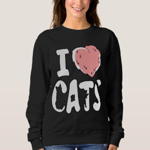I Love Cats Fluffy Furry Heart Pet Feline Cat Sweatshirt